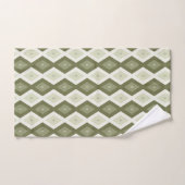 Olive Green Diamant Muster Badhandtuch Set (Handtuch)