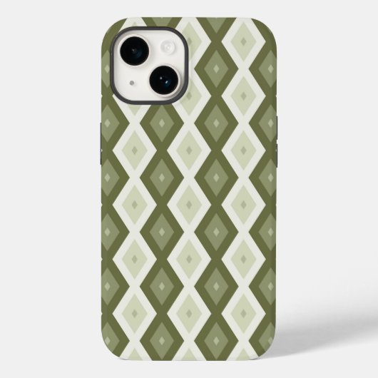 Olive Green Diamant Muster Case-Mate iPhone Hülle (Rückseite)