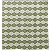 Olive Green Diamant Muster Duschvorhang (Vorderseite)