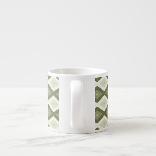 Olive Green Diamant Muster Espressotasse (Rückseite)