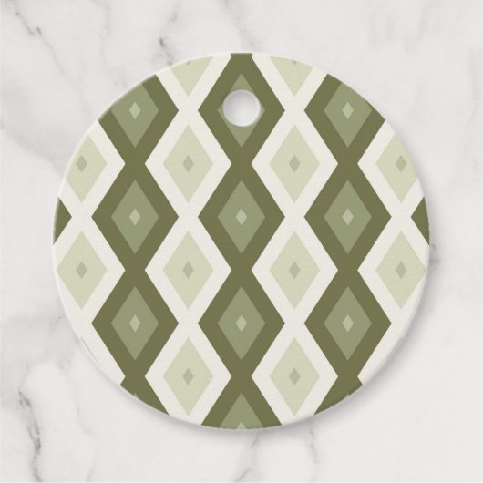 Olive Green Diamant Muster Geschenkanhänger (Vorderseite)