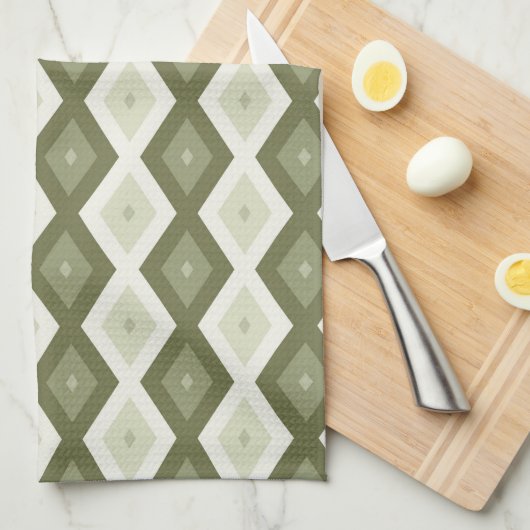 Olive Green Diamant Muster Geschirrtuch (Viertel Falte)
