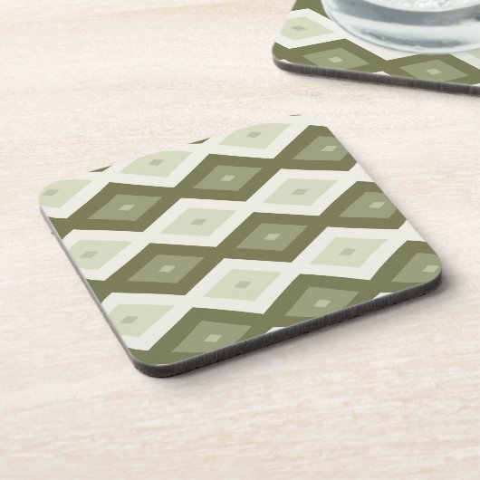 Olive Green Diamant Muster Getränkeuntersetzer (Linke Seite)