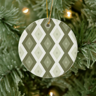 Olive Green Diamant Muster Keramik Ornament