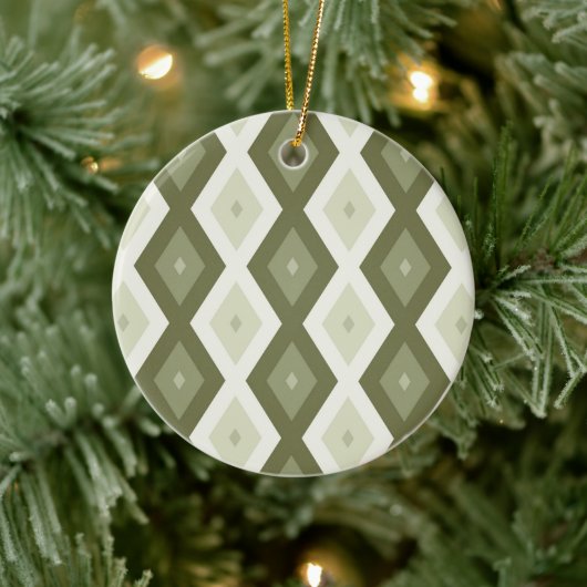 Olive Green Diamant Muster Keramik Ornament (Baum)