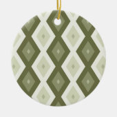 Olive Green Diamant Muster Keramik Ornament (Vorne)