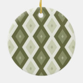 Olive Green Diamant Muster Keramik Ornament (Hinten)