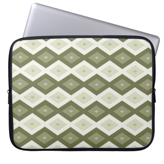 Olive Green Diamant Muster Laptopschutzhülle (Vorderseite)