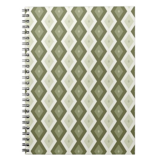 Olive Green Diamant Muster Notizblock (Vorderseite)