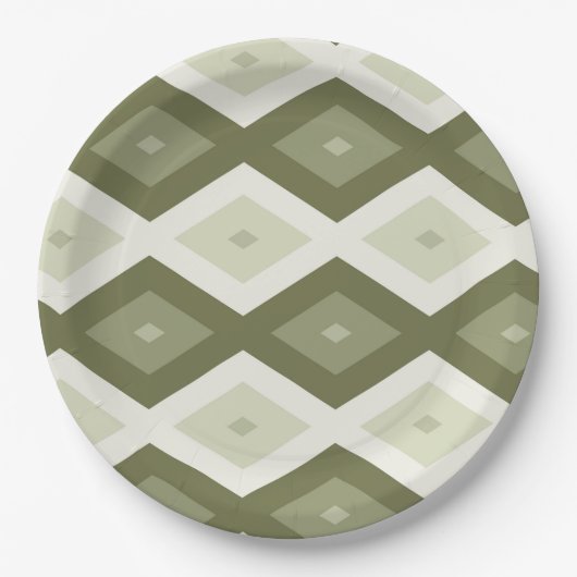 Olive Green Diamant Muster Pappteller (Vorderseite)