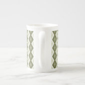 Olive Green Diamant Muster Porzellantasse (Rückseite)
