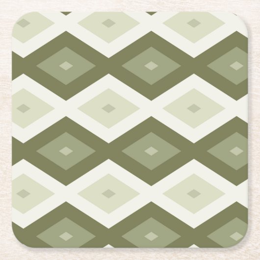 Olive Green Diamant Muster Rechteckiger Pappuntersetzer (Vorderseite)