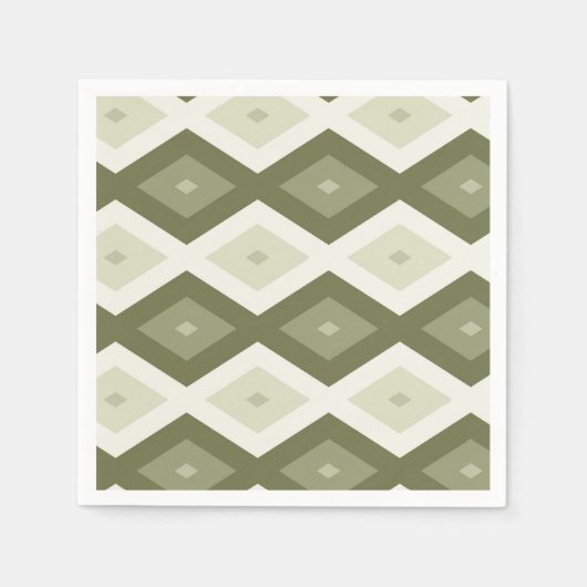 Olive Green Diamant Muster Serviette (Vorderseite)