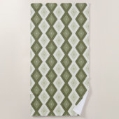 Olive Green Diamant Muster Strandtuch (Vorderseite)