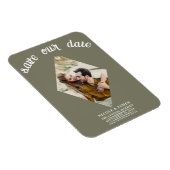 Olive Green Diamond Foto Wedding Save the Date Magnet (Rechte Seite)