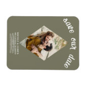 Olive Green Diamond Foto Wedding Save the Date Magnet (Horizontal)
