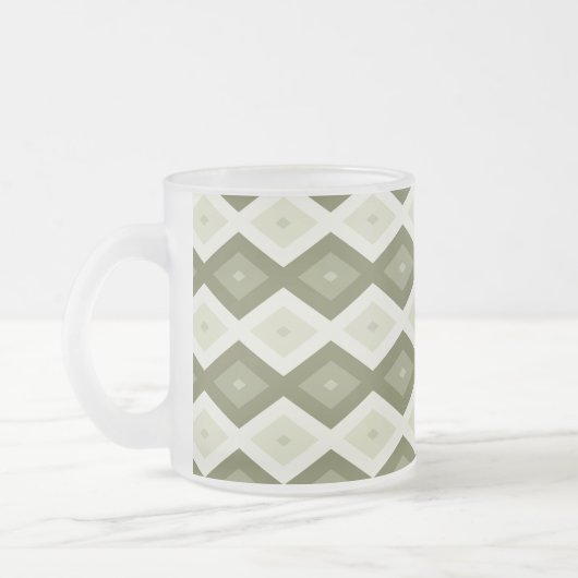 Olive green diamond pattern mattglastasse (Links)