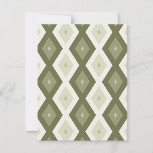 Olive green diamond pattern RSVP karte (Vorderseite)