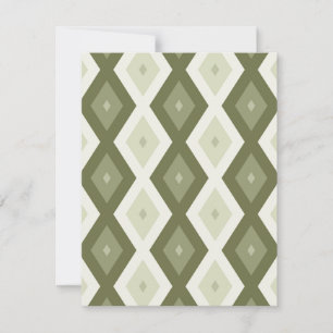 Olive green diamond pattern RSVP karte