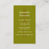 Olive Green Doctor Skeleton orthopädisch Visitenkarte (Rückseite)