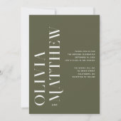 Olive green einfache minimalistische Hochzeit + QR Einladung (Vorderseite)