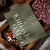 Olive green einfache minimalistische Hochzeit + QR Einladung