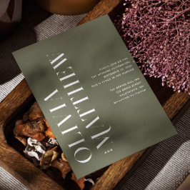 Olive green einfache minimalistische Hochzeit + QR Einladung