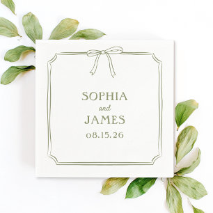 Olive Green Elegance Whimsical Simple Bow Wedding Serviette
