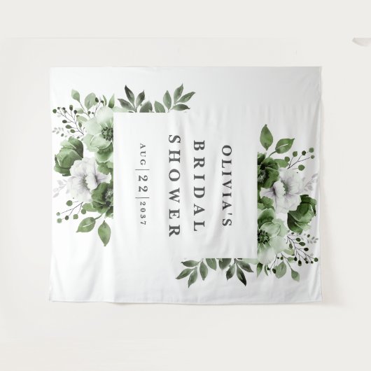 Olive Green Elegant Brautparty Hintergrund Wandteppich (Vorderseite (Horizontal))