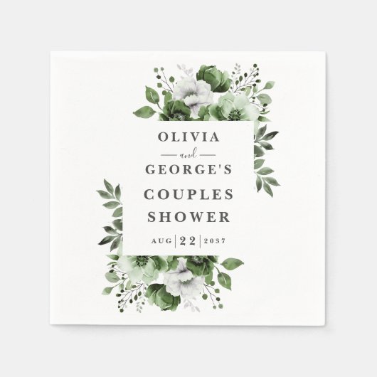 Olive Green Elegant Country Blumenpaare Dusche Serviette (Vorderseite)