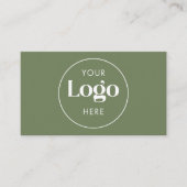 Olive Green Elegant Custom Company Logo QR Code Visitenkarte (Vorderseite)