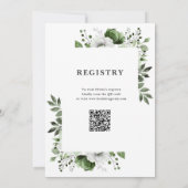 Olive Green Elegant Floral Brautparty QR Code Einladung (Rückseite)