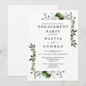 Olive Green Elegant Floral Engagement Party Einladung (Vorne/Hinten)