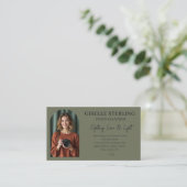 Olive Green Elegant Foto Script Beruflich Visitenkarte (Stehend Vorderseite)