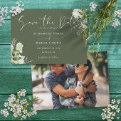 Olive Green Elegant Grüne Foto Hochzeit Save The Date