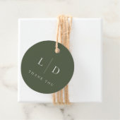 Olive Green Elegant Minimalistisch Monogram Weddin Geschenkanhänger (Beispiel)