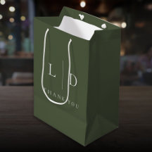 Olive Green Elegant Minimalistisch Monogram Weddin