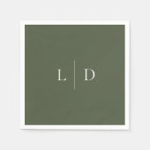 Olive Green Elegant Minimalistisch Monogram Weddin Serviette (Vorderseite)
