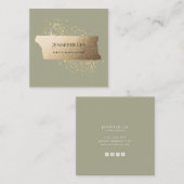 Olive Green Elegant MinimalistischSoziales Quadratische Visitenkarte (Vorne/Hinten)