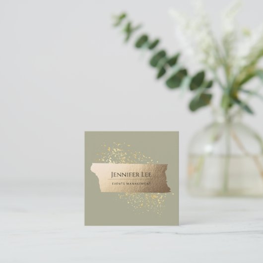 Olive Green Elegant MinimalistischSoziales Quadratische Visitenkarte (Stehend Vorderseite)