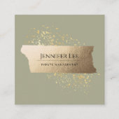 Olive Green Elegant 	MinimalistischSoziales Quadratische Visitenkarte (Vorderseite)