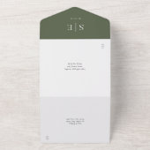 Olive Green Elegant Monogram Foto Wedding All In One Einladung (Außenbereich)