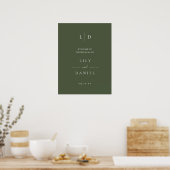 Olive Green Elegant Monogram Wedding Welcome Sign Poster (Küche)