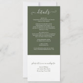 Olive Green Elegant Script in einer Hochzeit Einladung (Rückseite)