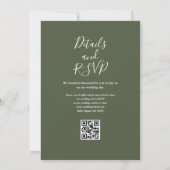 Olive Green Elegant Script QR Code Hochzeit Einladung (Rückseite)