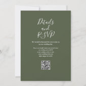 Olive Green Elegant Script QR Code Hochzeit Einladung (Rückseite)