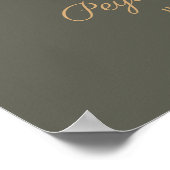 Olive Green Elegant Script unplugged Wedding Sign Poster (Ecke)