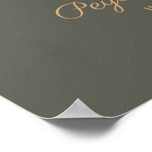 Olive Green Elegant Script unplugged Wedding Sign Poster (Ecke)