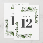 Olive Green Elegante Country Floral Tischnummer (Vorne/Hinten)