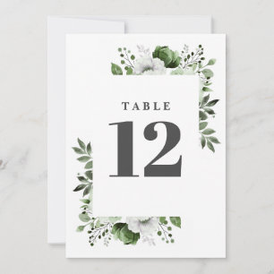 Olive Green Elegante Country Floral Tischnummer